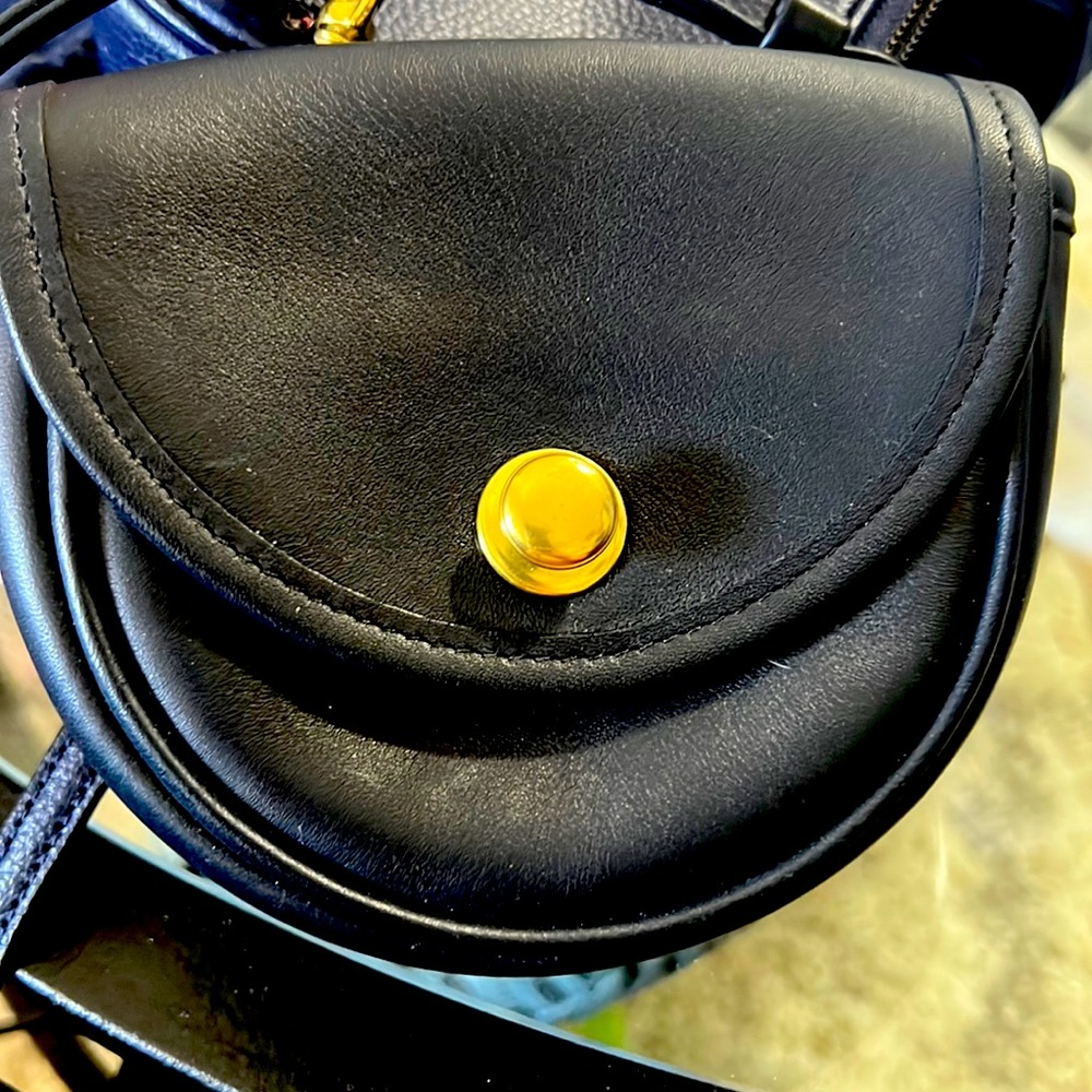 COACH, vintage navy blue belt bag.